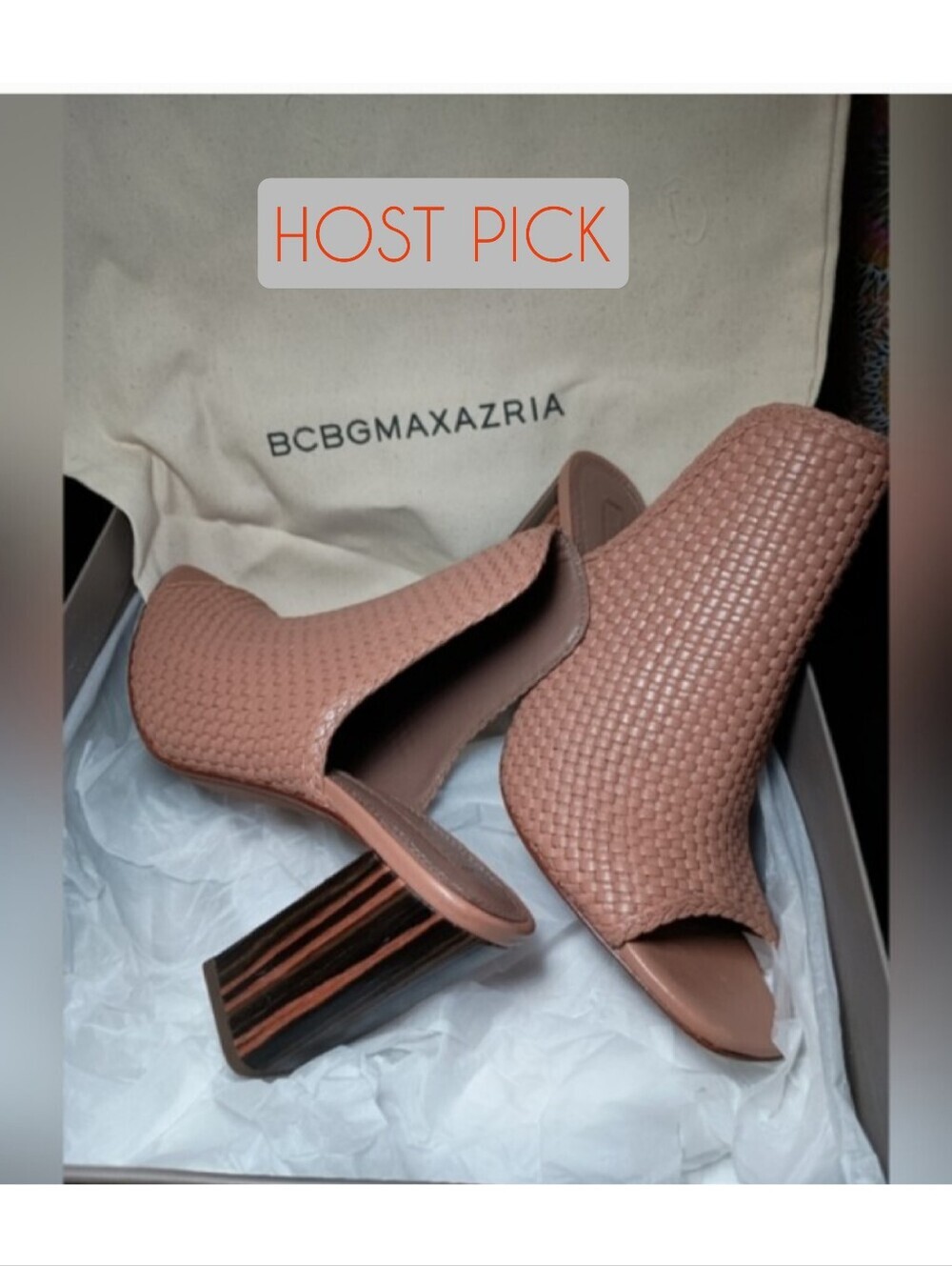 BCBG MAXAZRIA Fabienna Woven Napa Leather Mule – Nude | 9.5M / EU 40